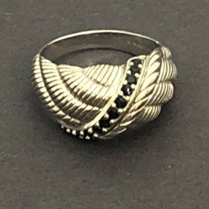 Judith Ripka Sterling Sapphire Ring Sz 9